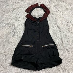 Kelle Black Halter Dance Romper Outfit